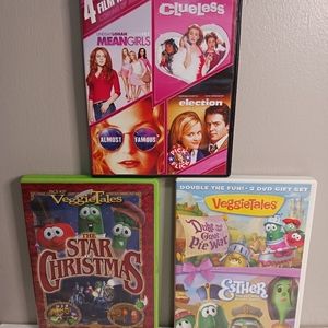 DVD lot of three, clueless, VeggieTales to disc, VeggieTales the star Christmas